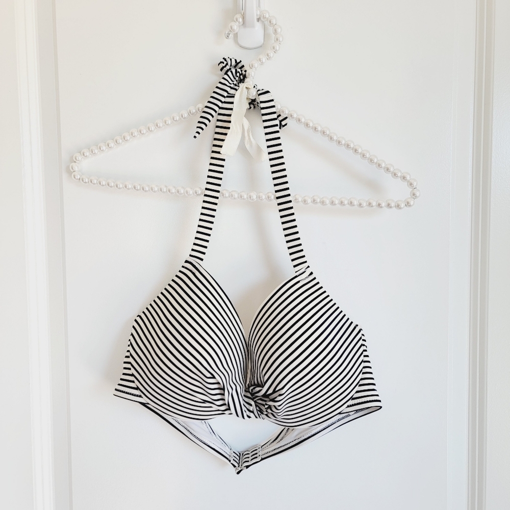 H&M Retro Bombshell High Waist Halter Neck Two Piece Bikini Sz 36C/12 - Picture 8 of 12
